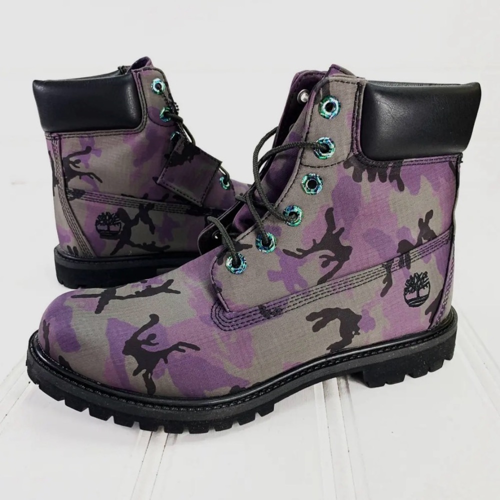 Timberland Purple and Black Camo Boots